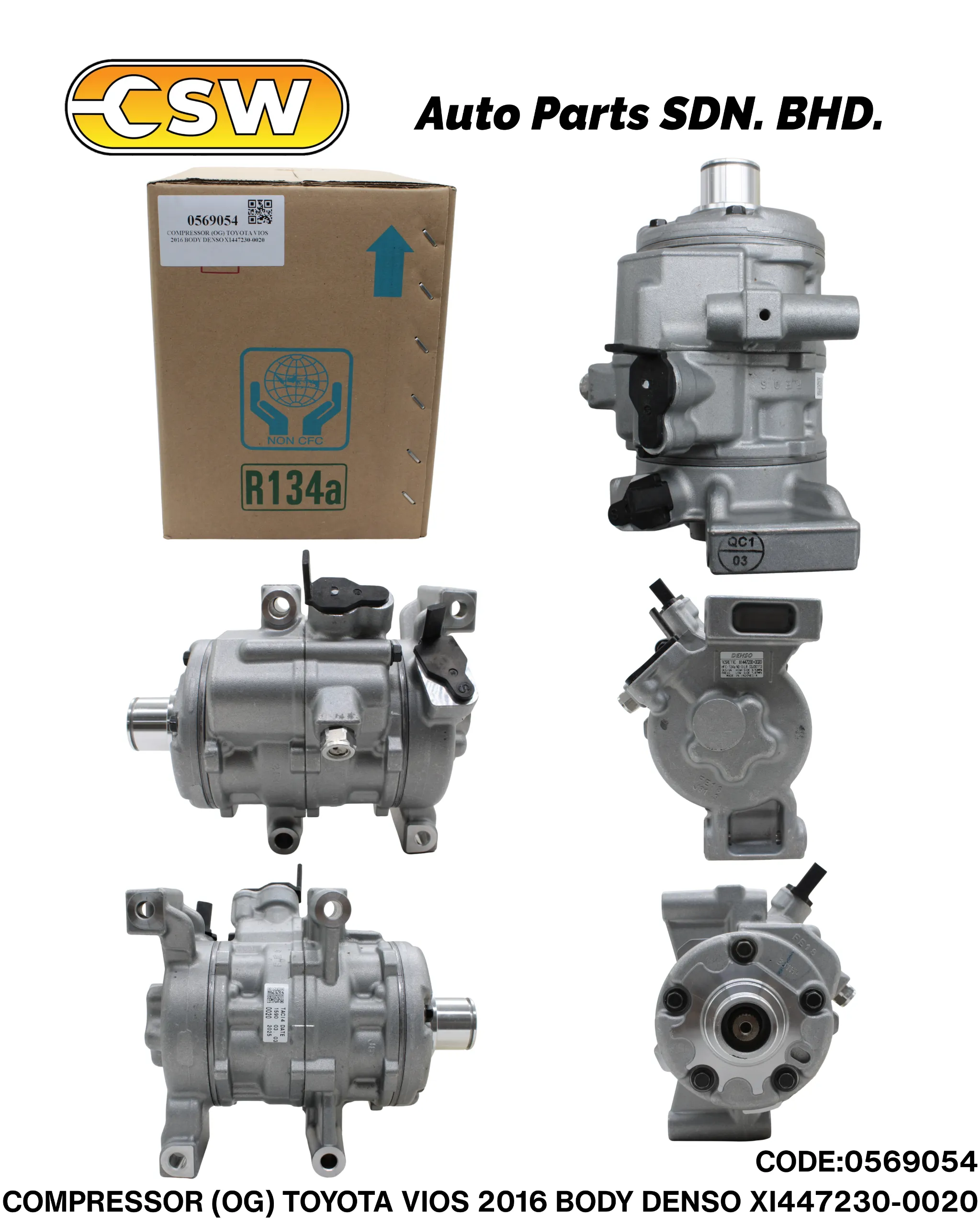 COMPRESSOR (OG) TOYOTA VIOS 2016 BODY DENSO XI447230-0020 - CSW Auto Parts