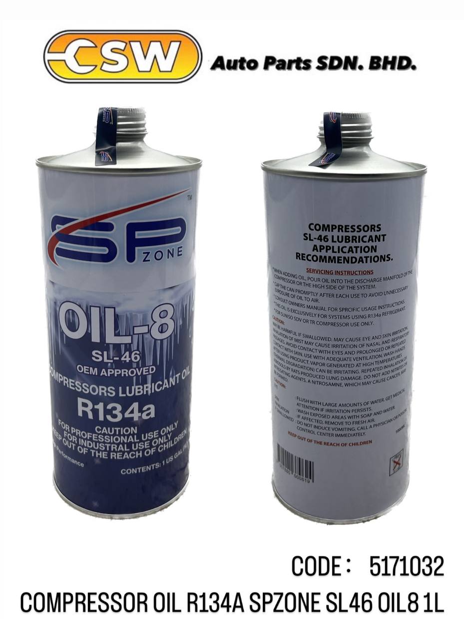 COMPRESSOR OIL R134a SPZONE SL46 OIL8 1L - CSW Auto Parts