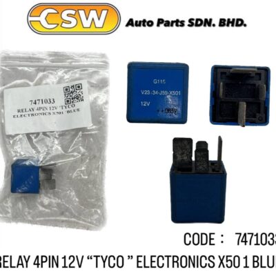 RELAY 4PIN 12V 'TYCO ELECTRONICS X501 'BLUE