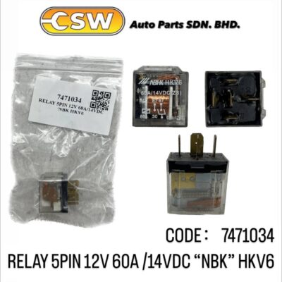 RELAY 5PIN 12V 60A/14VDC 'NBK HKV6