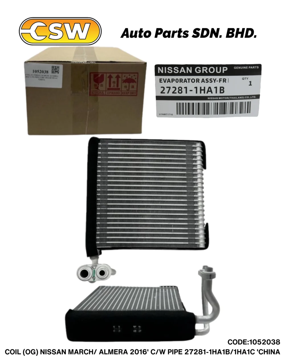 COIL (OG) NISSAN MARCH/ ALMERA 2016' C/W PIPE 27281-1HA1B/1HA1C 'CHINA ...