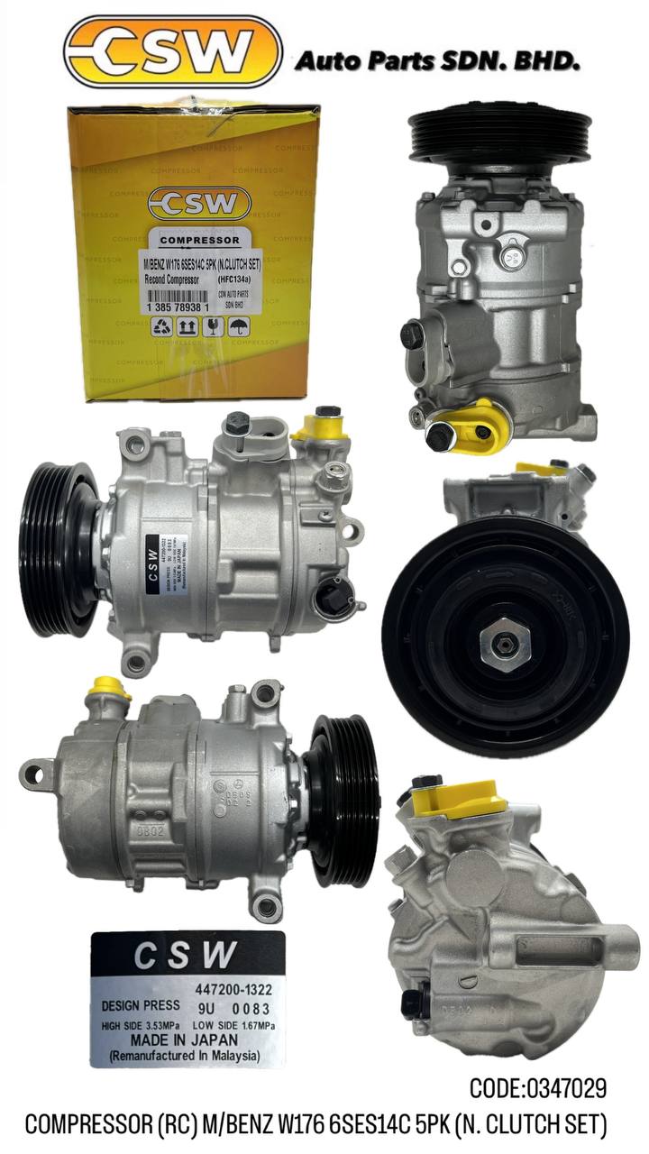 COMPRESSOR (RC) M/BENZ W176 6SES14C 5PK (N. CLUTCH SET) - CSW Auto