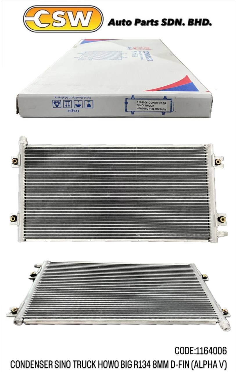 CONDENSER SINO TRUCK HOWO BIG R134 8MM D-FIN (ALPHA V) - CSW Auto Parts